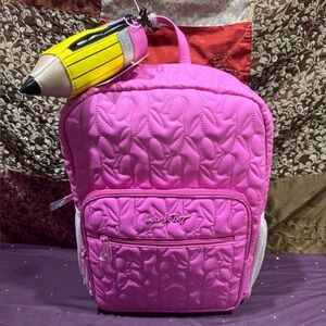 *LARGE Betsey Johnson Quilted Backpack with charm bag Guitar Strap 16hx14w